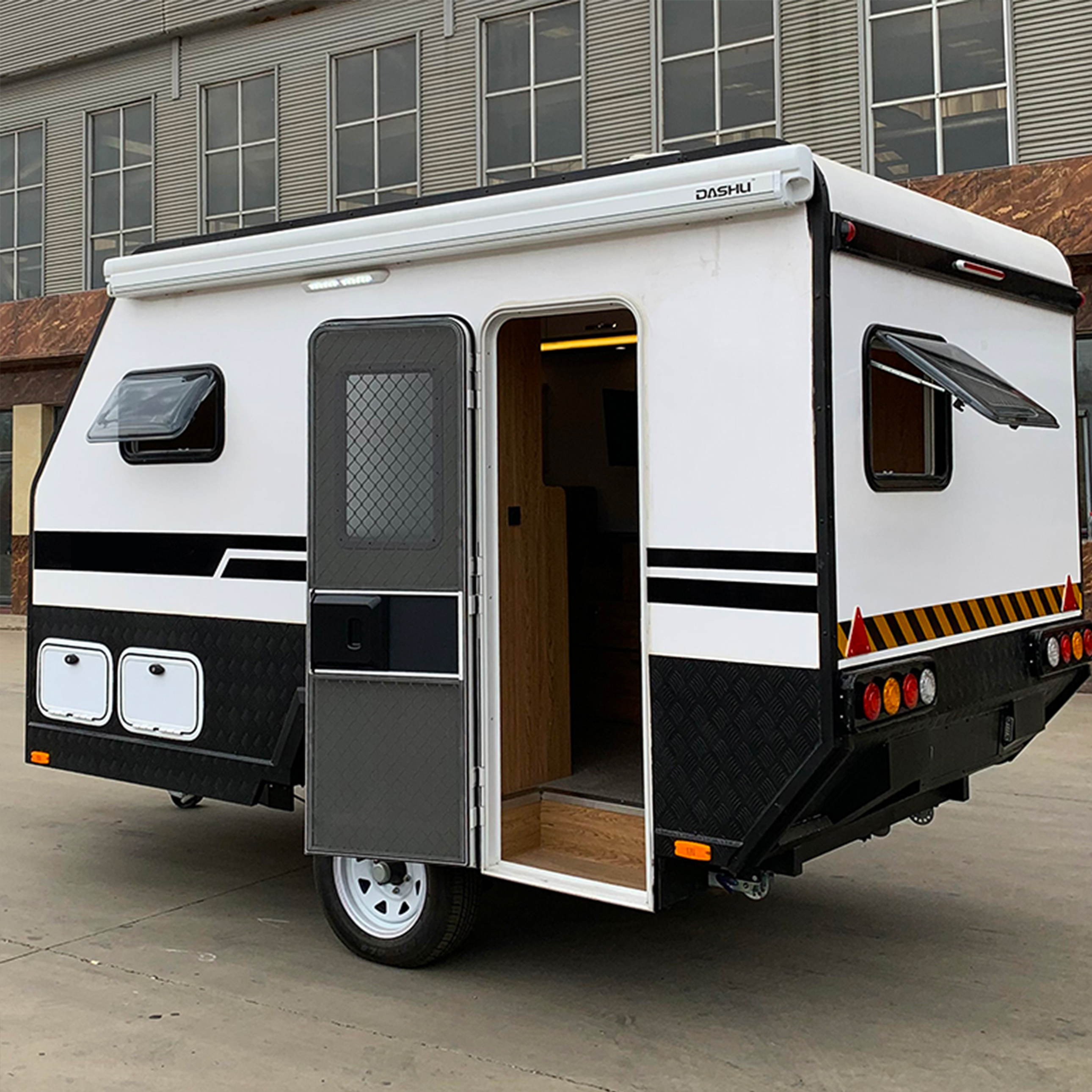 Good quality pull out awing overland superior hard floor off road adventure hybrid rv camper trailer