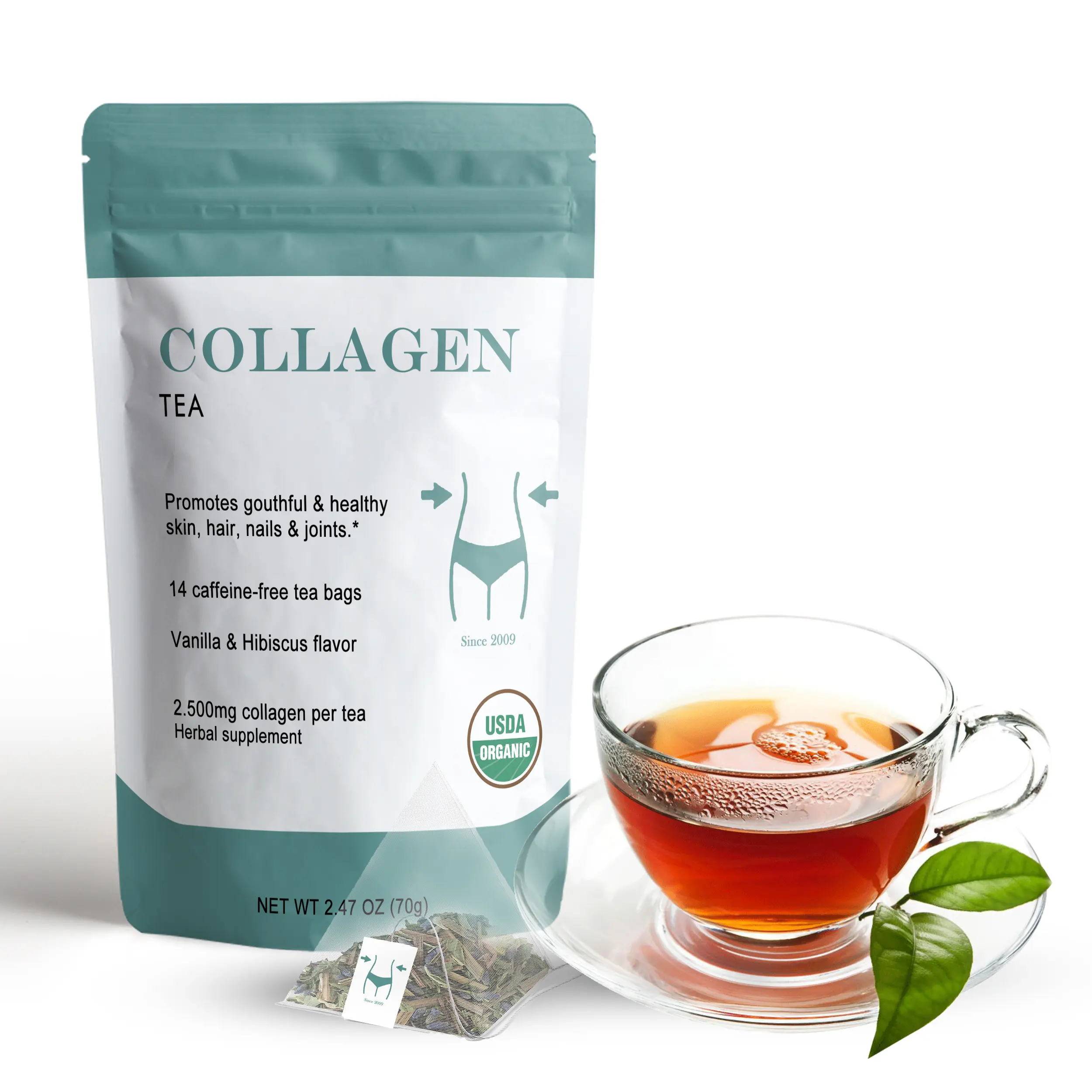 Top Collagen Beauty the Minceur Booster Tea Collagen Peptides for Skin Hair and Nails Hibiscus Vanilla Tea OEM /ODM Available