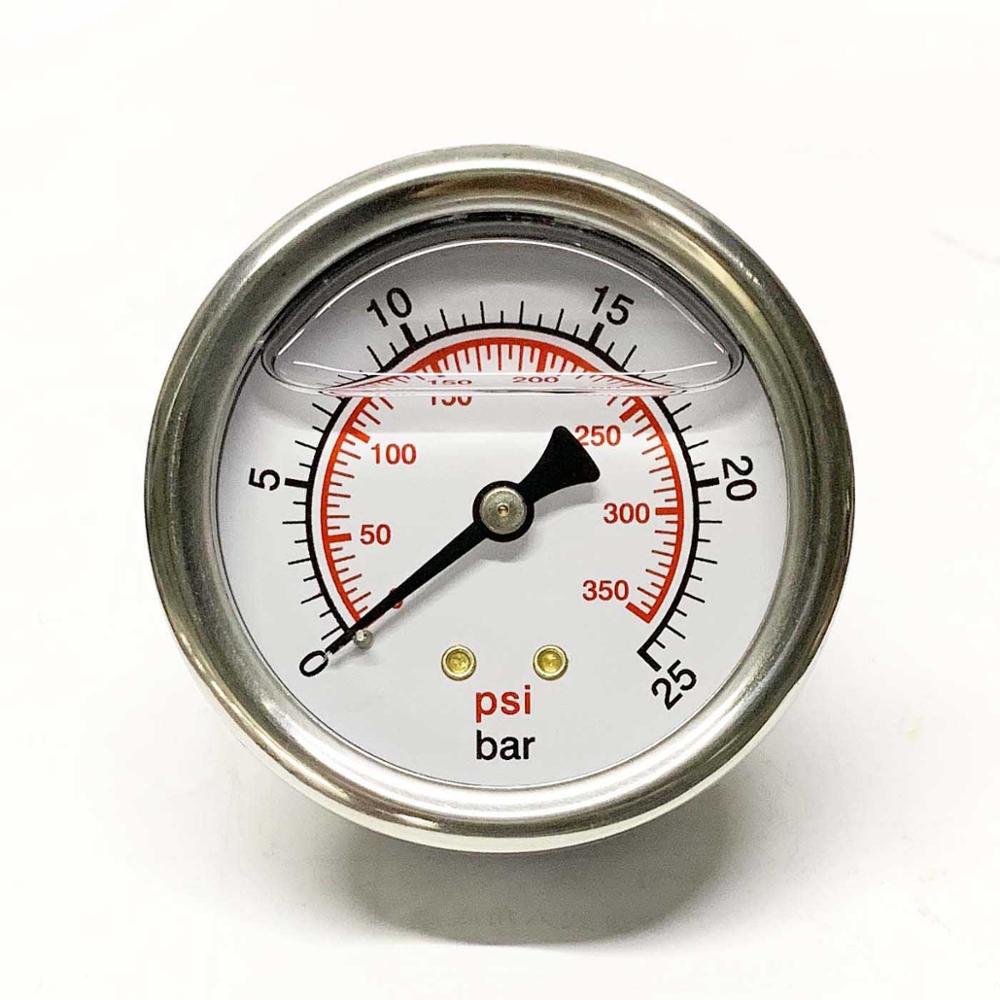 2,5 дюймов Y63 25 брусков/350psi 1/4NPT датчик двойная шкала по центру сзади крепление 63 мм масляный Манометр низкого давления воды Манометр с глицерин