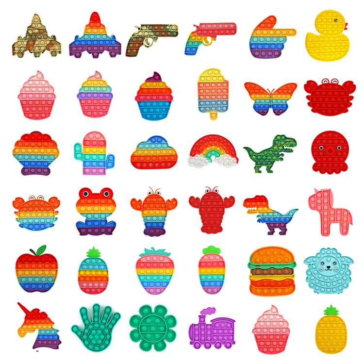 2021 hot selling In stock Rainbow Fidget Sensory Toy Fidget Simple Stress Push Pops It Fidget Toys