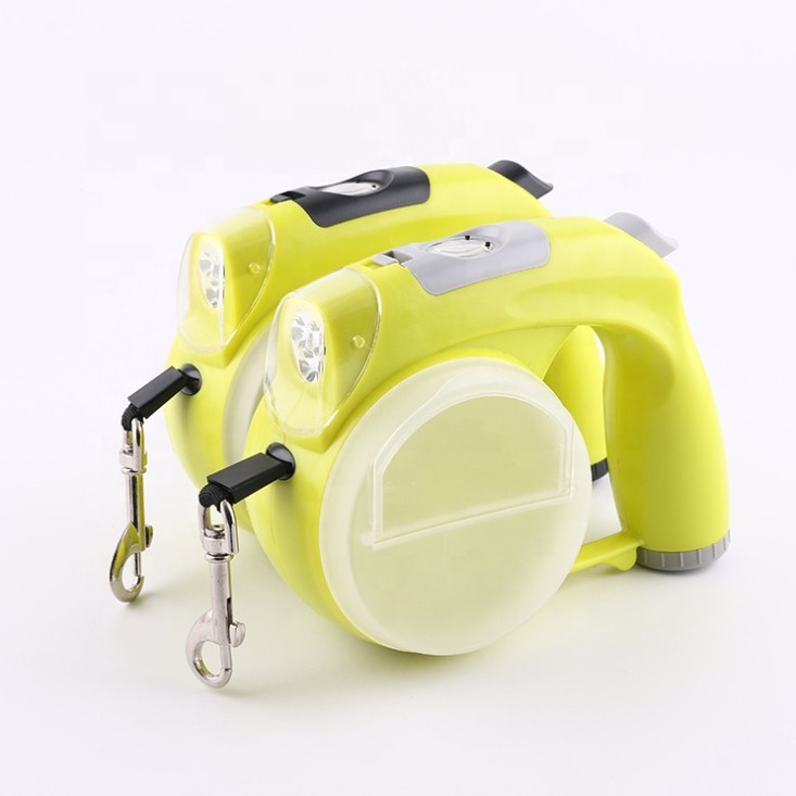 Retractable Leash for Dogs - Comes with Bowl, Treat Storage, Baggie Dispenser, LED Light and Clock