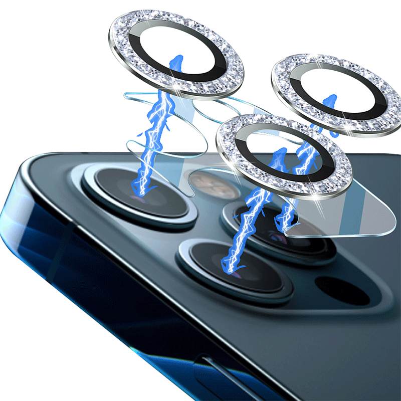 Camera Lens Protector Silver Diamond Metal Camera Lens Screen Protector 9H Hardness entirety Protection Ultra Clear for iPhone12