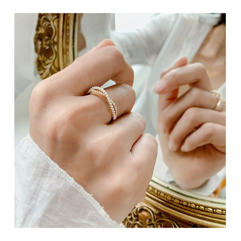 Cross Pearl Light Luxury Simple Net Red Temperament Index Finger Ring Female Ring