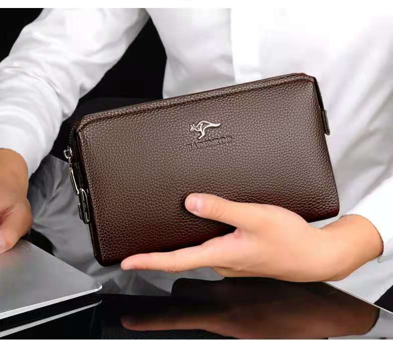 2021 fashion men's soft leather handbag password lock clutch business bag fast shipping