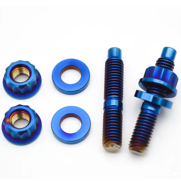 GR5 Titanium alloy exhaust pipe fastener screws Double stud M8/M10 car motorcycle modification special double head screws