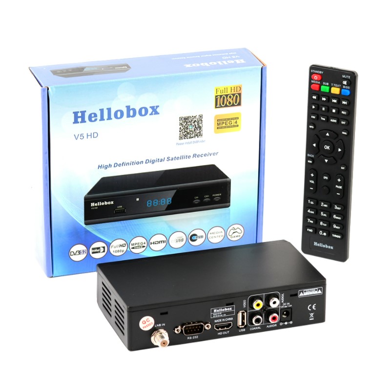 Hellobox v5 HD Satellite Receiver Support CCCAM POWER VU DVB S2 Built-in Satellite Finder HD Digital TV Box