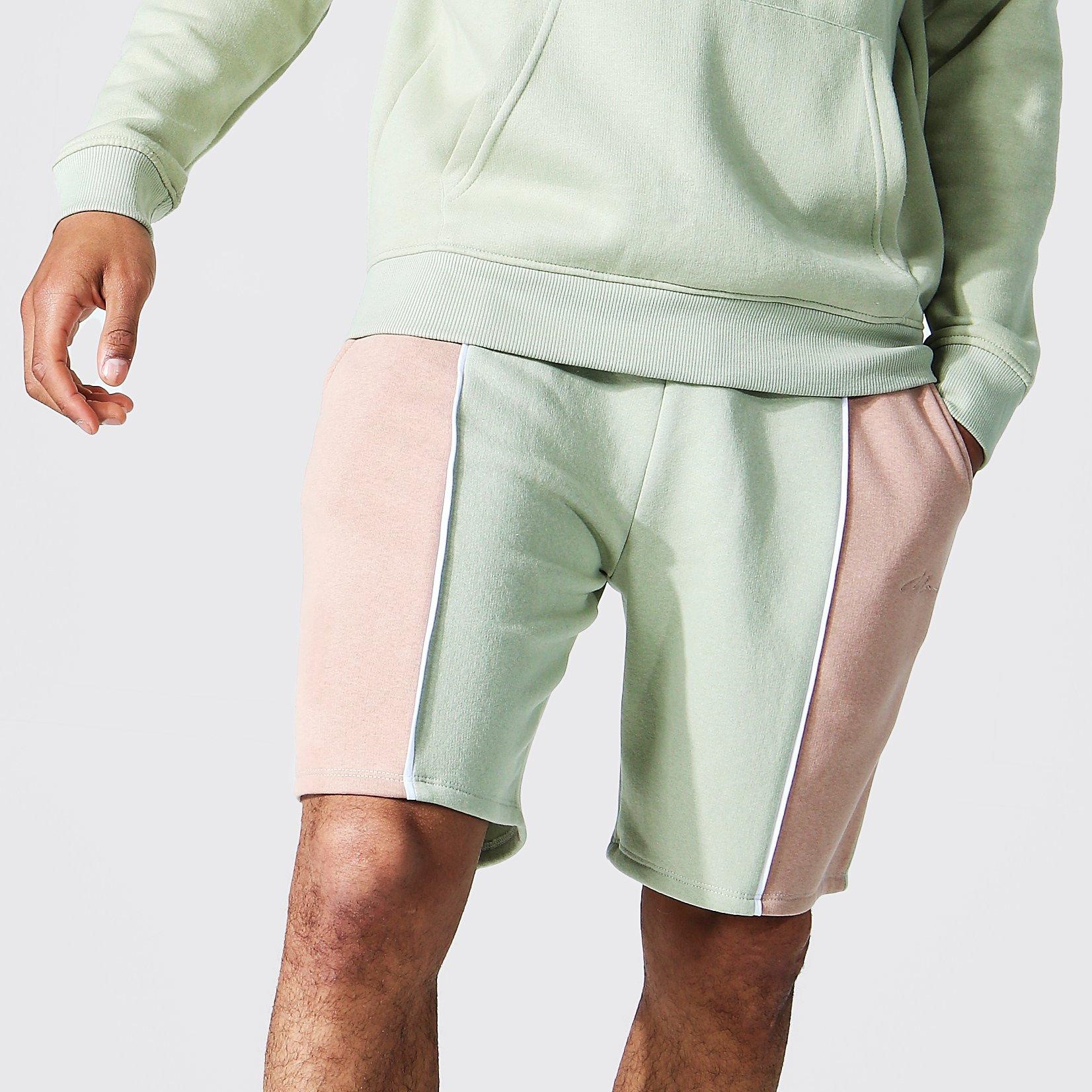 Custom Logo Summer Shorts Wholesale Color Block Men's Sweatshorts Knee Length Two-tone Sweat Shorts For Men