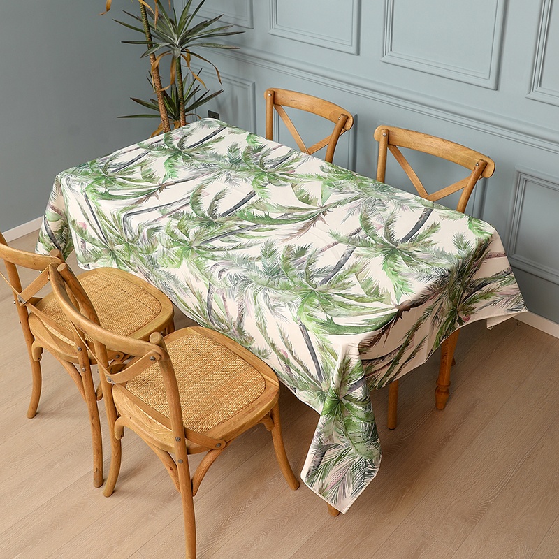 Hot Sell Silky Table Cloth Tropical Printing Table Covers Coconut Trees Tablecloths