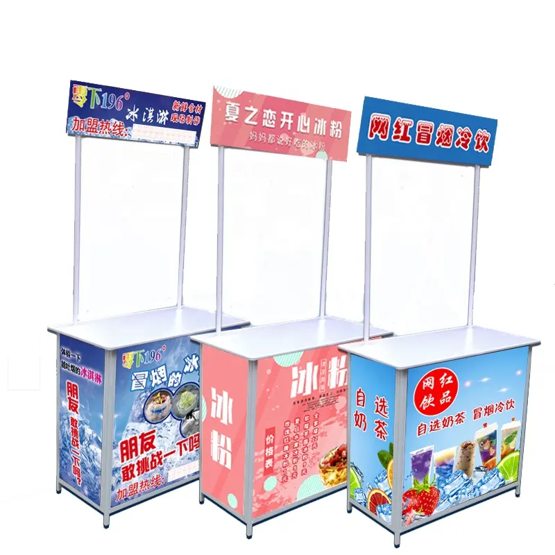 Good Quality Supermarket Portable Exhibition Booth Display Counter Promotion Table Outdoor Advertising Customized Steel,pvc 10kg