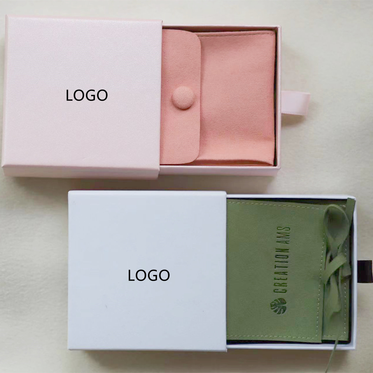 Custom Logo Cardboard Jewelry Gift Box Necklace Drawing Box Package Slide Drawer Paper Box with Black Foam for Jewelry Packaging