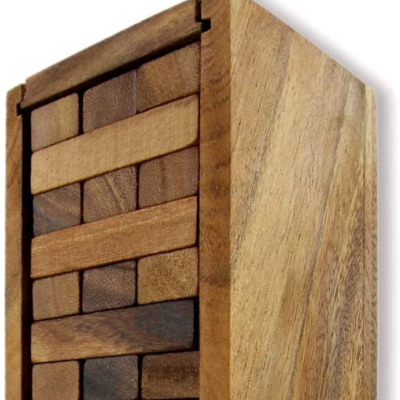 Деревянная Ручная укладка Tumbling Block Tower Game, 12 дюймов
