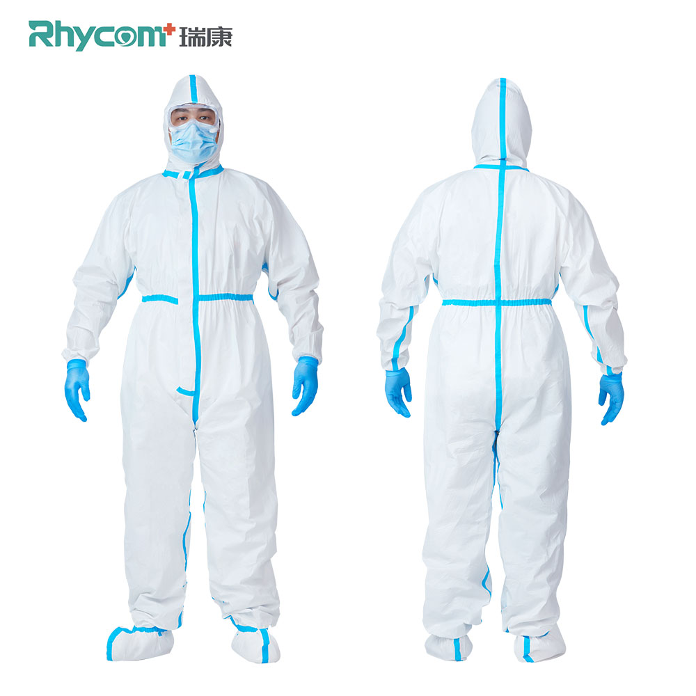 Rhycom Factory Direct Sms Нетканая Одноразовая Медицинская защитная одежда с капюшоном