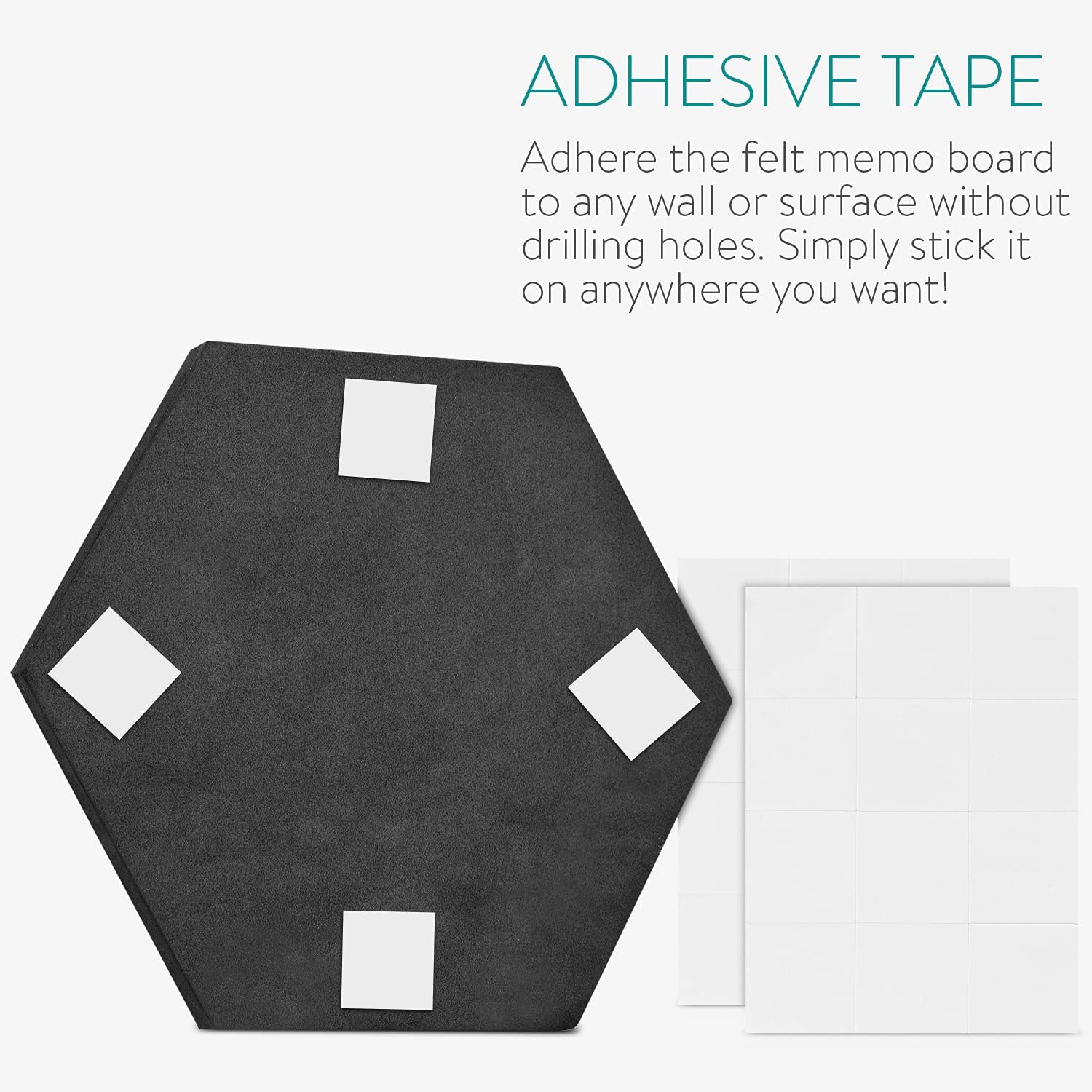 Set of 6 Hexagon Felt Board Tiles Notice Memo Bulletin Boards with Push Pins Pack 5.9 x 7 inches