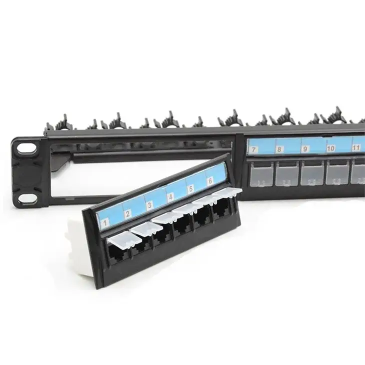 Networking 1U Cat. 6A UTP RJ45 Modular 24 Port Modules Removable Patch Panel With Dust Cap