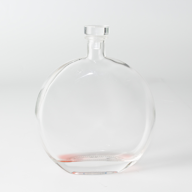 New Design 500ml Flat Shape Glass Wine Bottle Glass Bottle for Liquor Wine Vodka Whisky Drinking Packing with Stopper