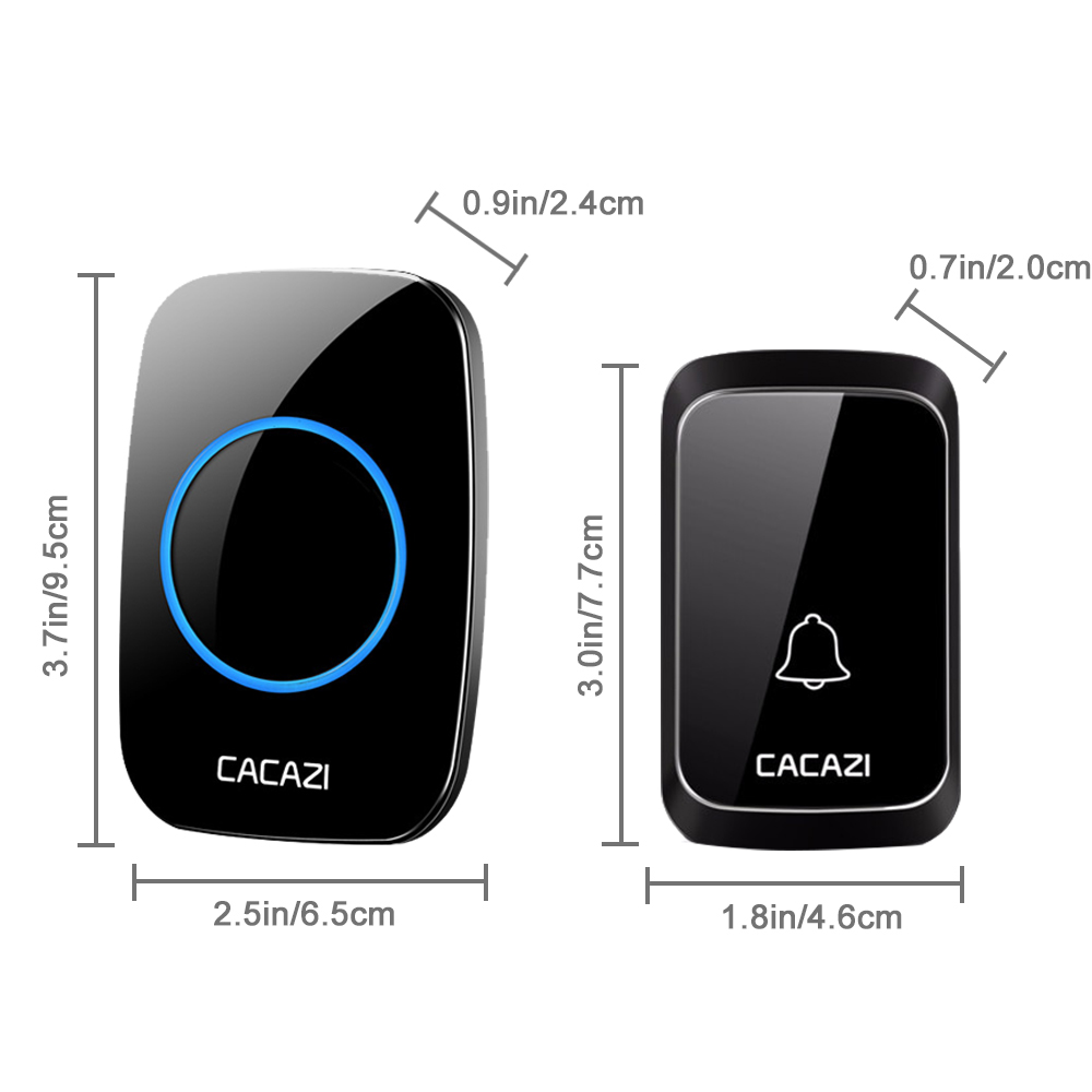 CACAZI Smart Doorbell, Waterproof, Wireless, LED Light, Home, Welcome, Wireless Doorbell, EU Plug, UK, 36Chimes 110DB