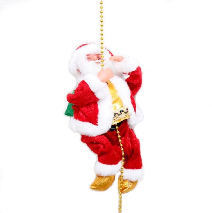 New Arrival Xmas Figurine Ornament Climbing Music Electric Climbing Santa Christmas Ornament Ladder
