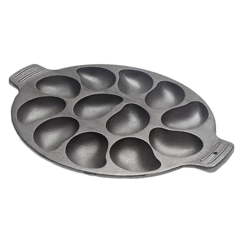Big size outdoor cookware mango shape cooking pre-seasoned cast iron pancake pan