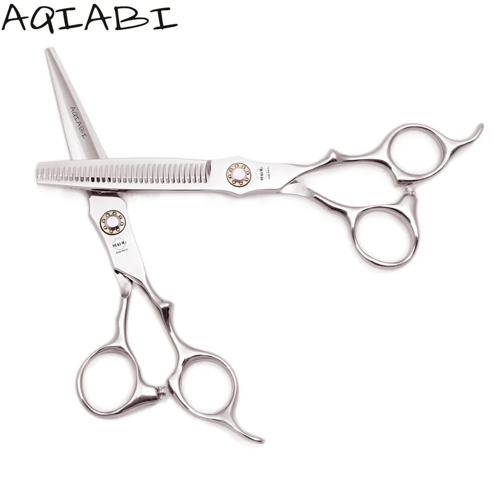 Hair Scissors 5.5'' 6" AQIABI JP 440C Hair Cutting Scissors Thinning Shears Barber Scissors tijeras de barbero A9024