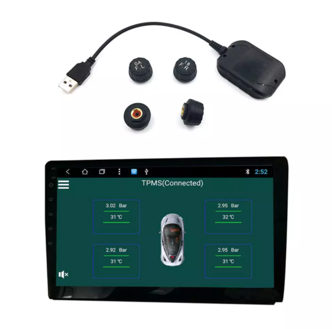 Автомобильный датчик давления в шинах USB TPMS, сигнализация давления в шинах, внутренние датчики безопасности для автомобильного dvd-плеера, навигации