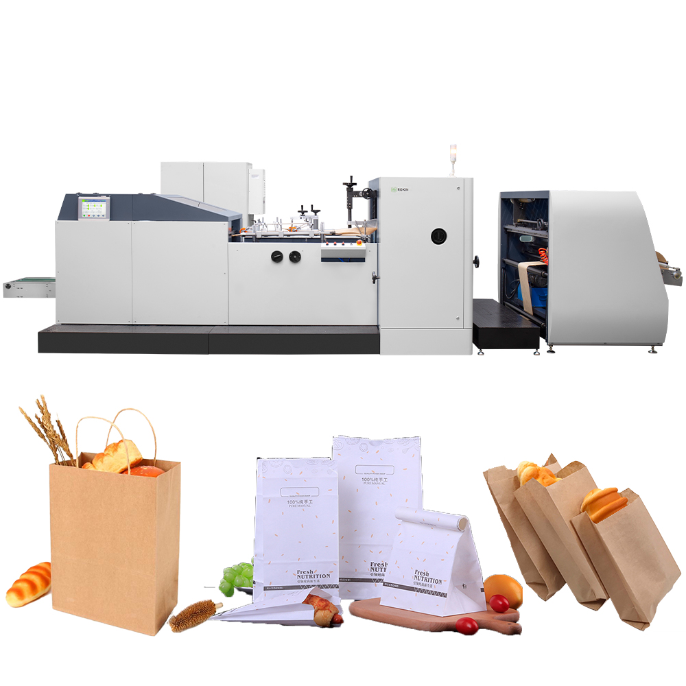 ROKIN BRAND paper bag making machine with handle paper bag production machine paper bags machine making automatic