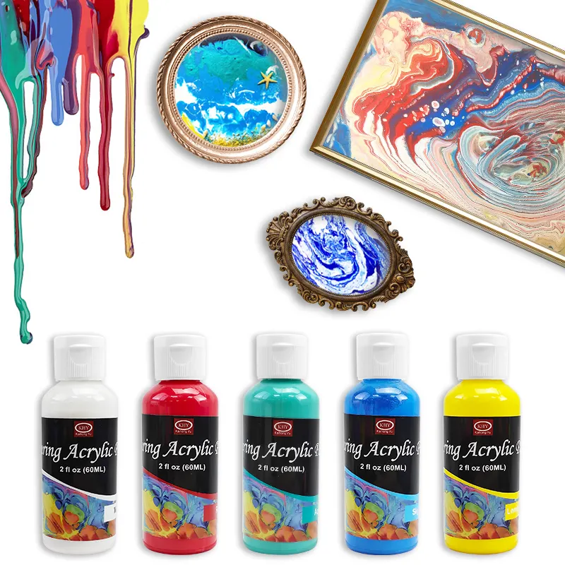 24 Colors (60ml, 2oz) High-Flow Paint for Artists Already Mixed Acrylic Pouring Paint Painting