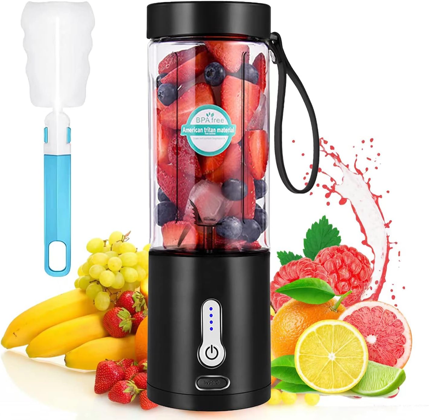 Ligkevan Portable Blender For Shakes And Smoothies,Personal Blender For Milkshakes,Type-C Rechargeable Mini Juicer Blender Cup
