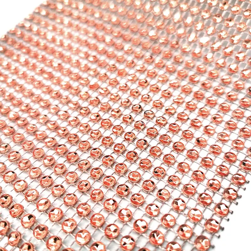 Trims For Hot-sale Products Rose Gold 10 Yards Plasticrhinestone Mesh Ribbon Banding Craft Trims Diamond Mesh Wrap For Gift Box