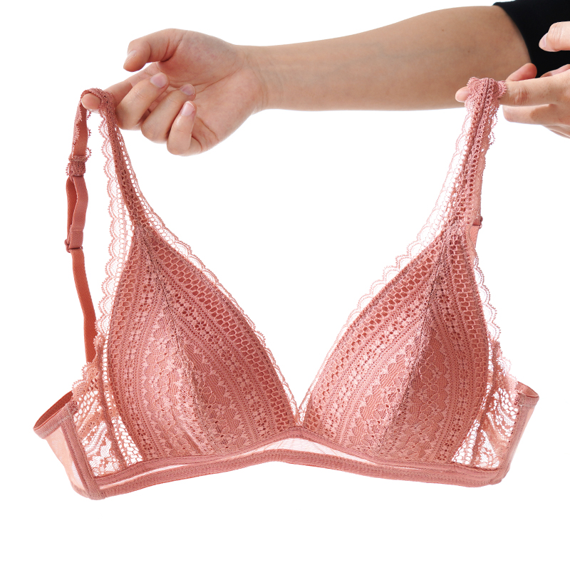Backless sexy bra without steel ring gathers comfortable triangle cup bra French thin lace underwear