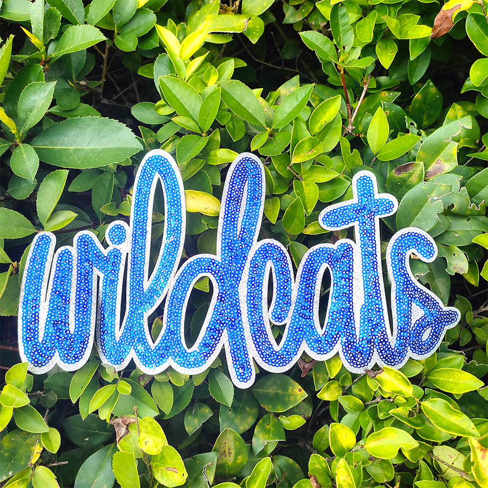 sewill Wholesale Design Iron On Wildcats glitter Sequin Patches Custom Embroidery Preppy Mascot wildcats sports Sequins Patches