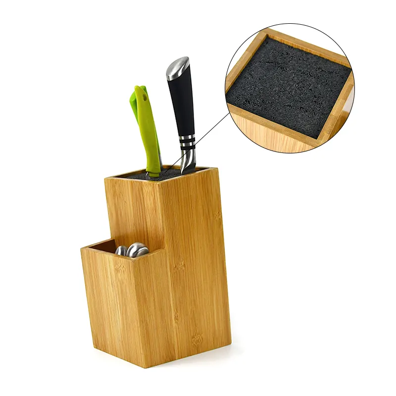 Hot Selling Bamboo Universal Knife Block Multifunction Knife Holder With Scissors Rack Kitchen Knives Set Block Stand Tool Rest