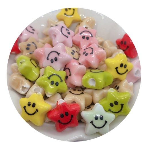 New Fashion Bulk Colorful Star Ceramic Clay Beads for Bracelets Making Lot Style Smile Clay Beads Kit for Jewelry Making