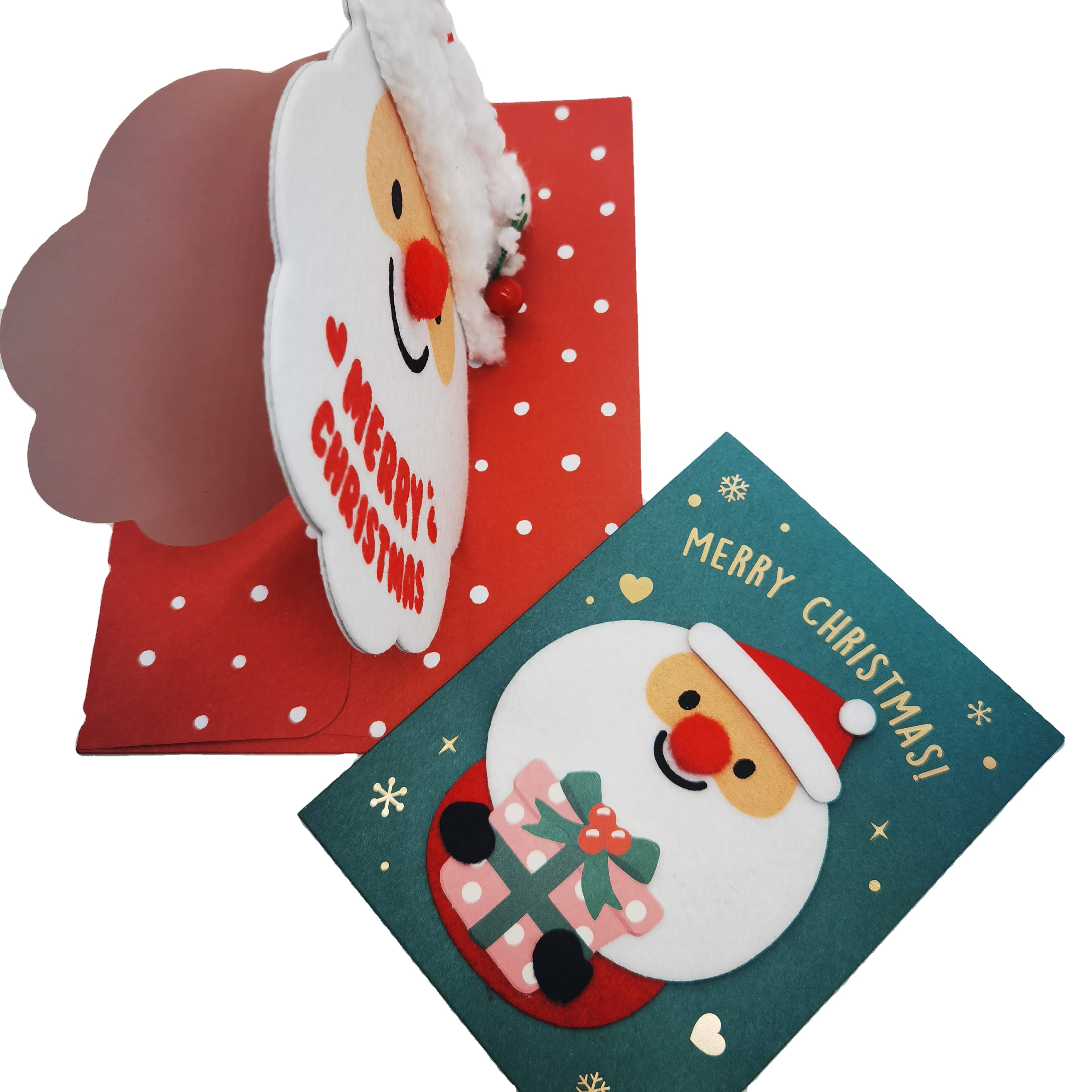 Wholesale Custom Printing Personalized Santa Claus Holiday Merry Christmas Greeting Cards