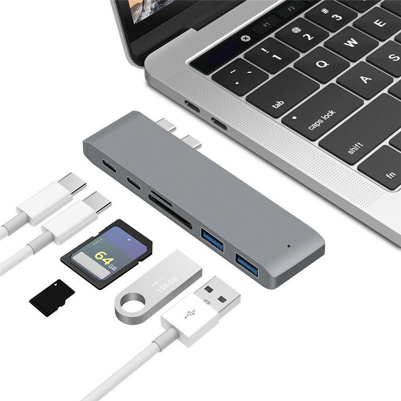 Многофункциональный 6 в 1 док-станция кабель с разъемами типа C USB 3,0 TF/SD/pd-порт USB-C Адаптер hub для macbook pro