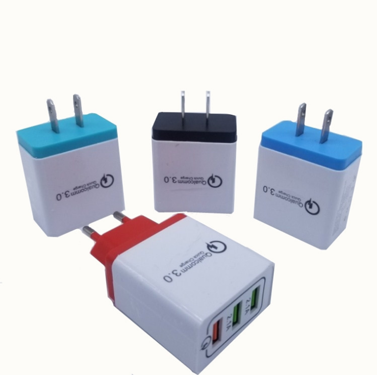 Умные зарядные устройства с 3 USB-портами для ЕС, США, Великобритании, быстрая зарядка QC 3,0, быстрая зарядка для мобильных телефонов, дорожное настенное USB-зарядное устройство