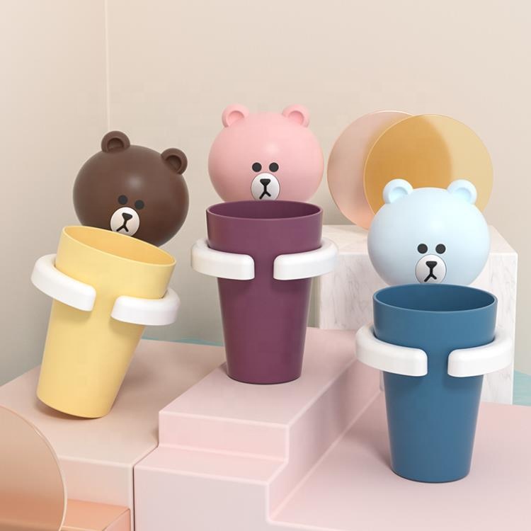 High Quality Bear or Rabbit Shape Kids Plastic Toothbrush Holder Cup