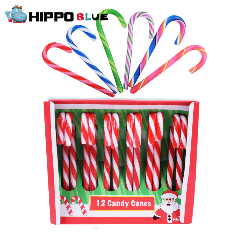 Multi color candy canes Christmas theme fruit flavored hard candy