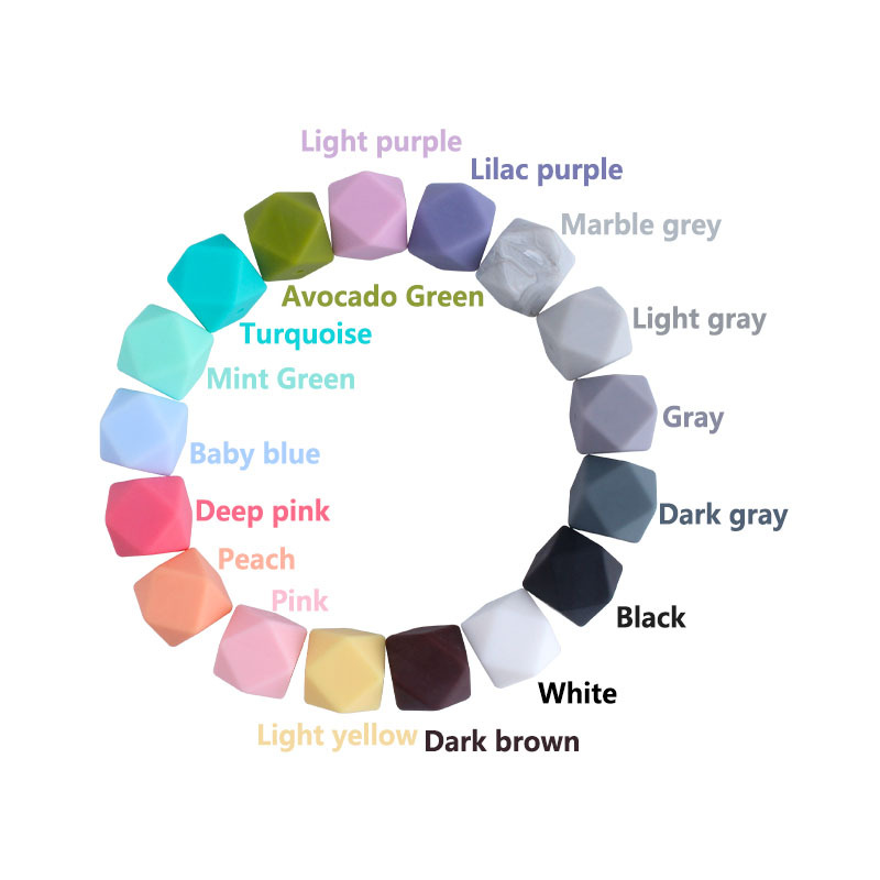 Wholesale Mixed Color Bulk Round Hexagon Abacus Food Grade Teething Chew Beads BPA Free Silicone Beads