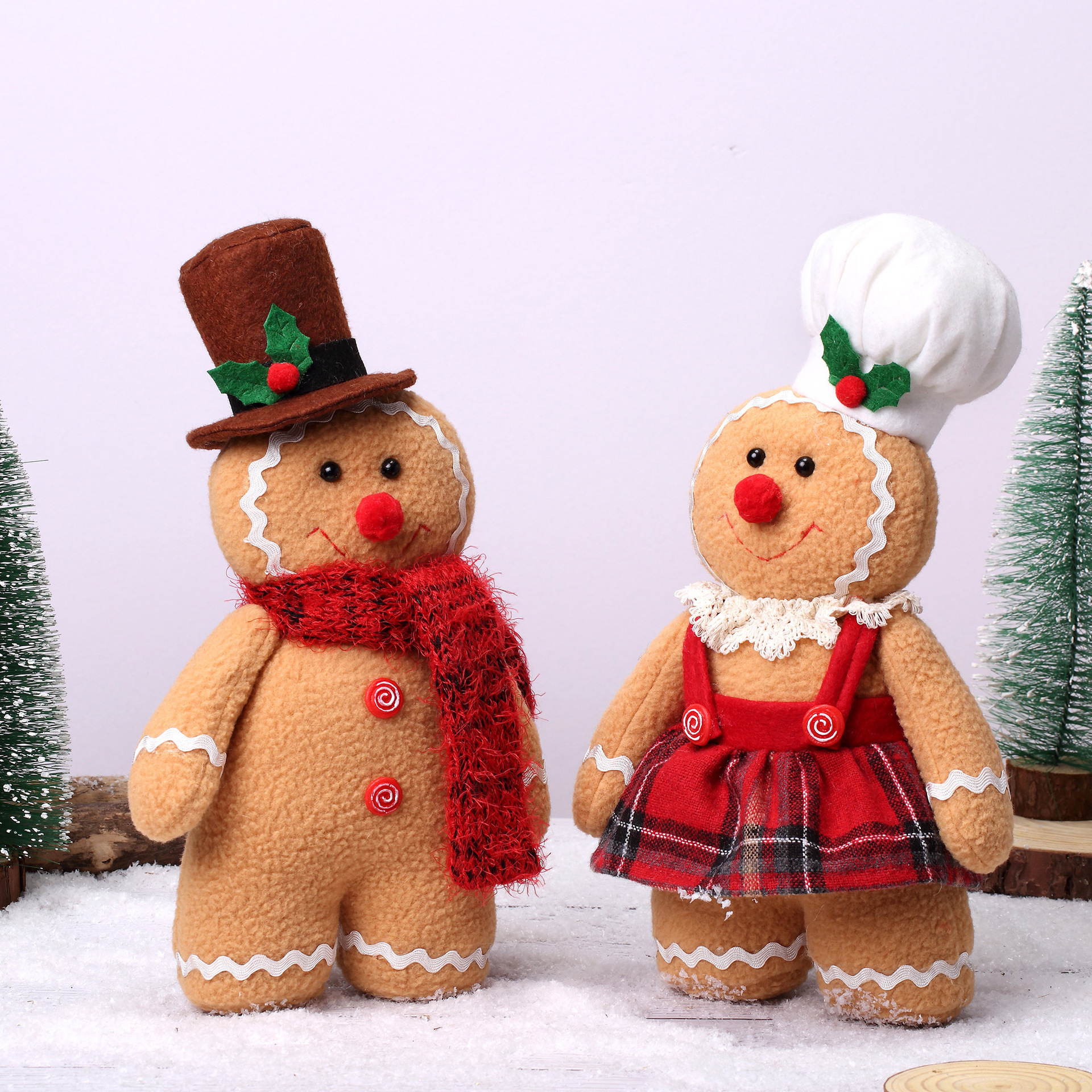 Christmas Decorations Supplies Gingerbread Man Dolls Toys Ornaments Wool Dwarf Dolls