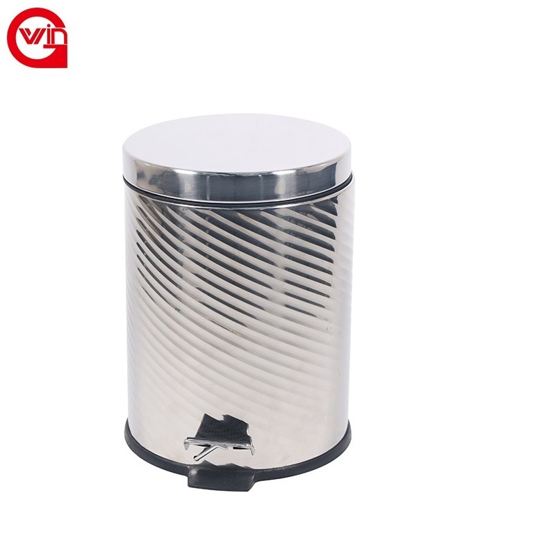 Pendrive Customized Stainless Steel And Plastic Garbage Can Dustbin Bin Bathroom Shiny 3L Pedal Bin Toilet Brush Set