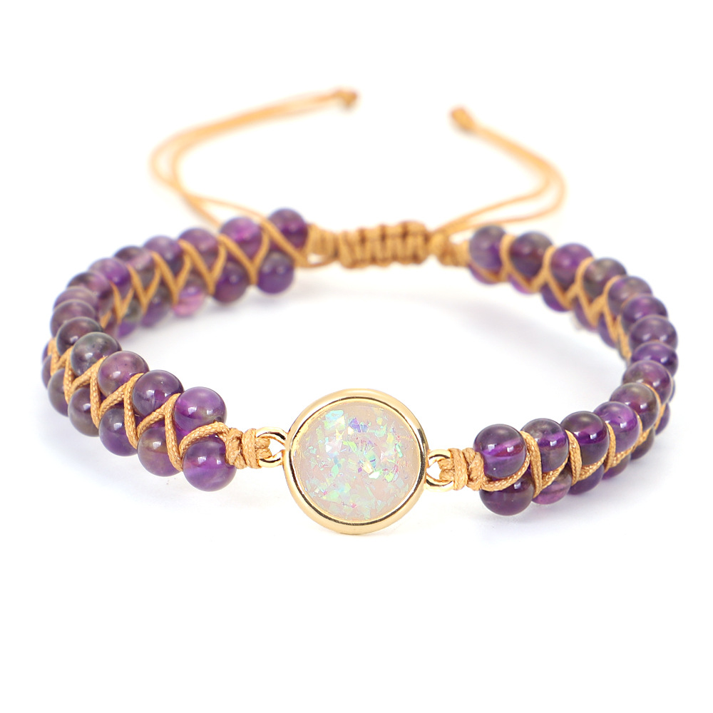 New Fashion Natural Stone Bracelet Braided Zinc Alloy Women Vintage Yoga Gemstone Charm Bracelet