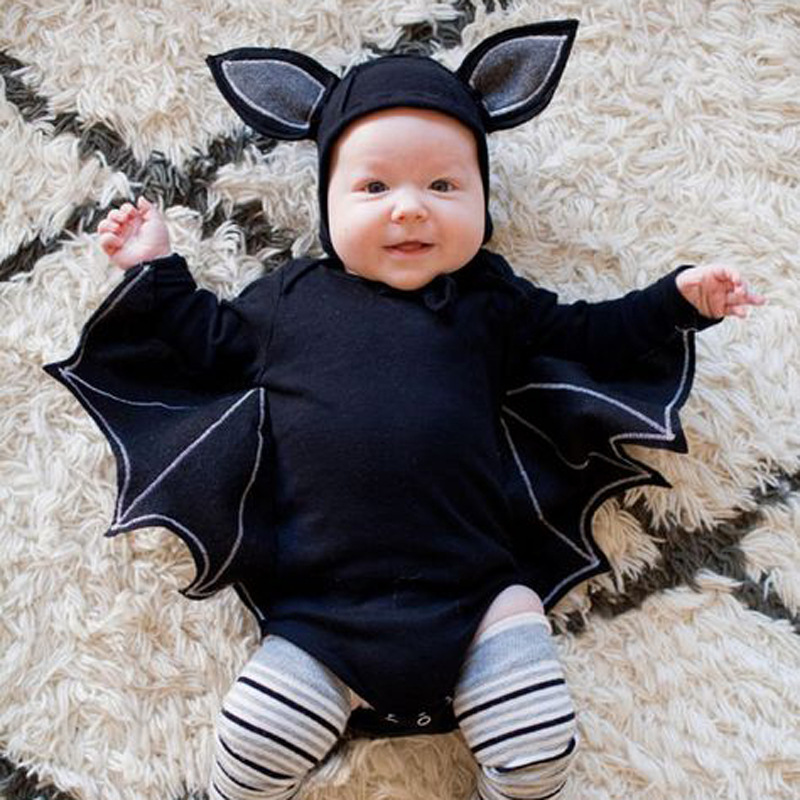 Kids Taleskids' Rompers European And American Autumn Batwing Sleeve Baby Triangle Jumpsuit Jumpsuit Hat