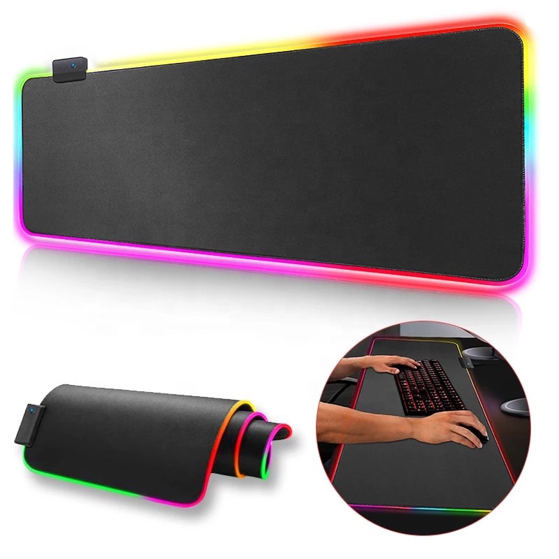 Новые популярные сублимации LED RGB Проводной Водонепроницаемый коврик для мыши с разноцветными огоньками изготовленные на заказ анти-скольжения игровой коврик для мыши и клавиатуры