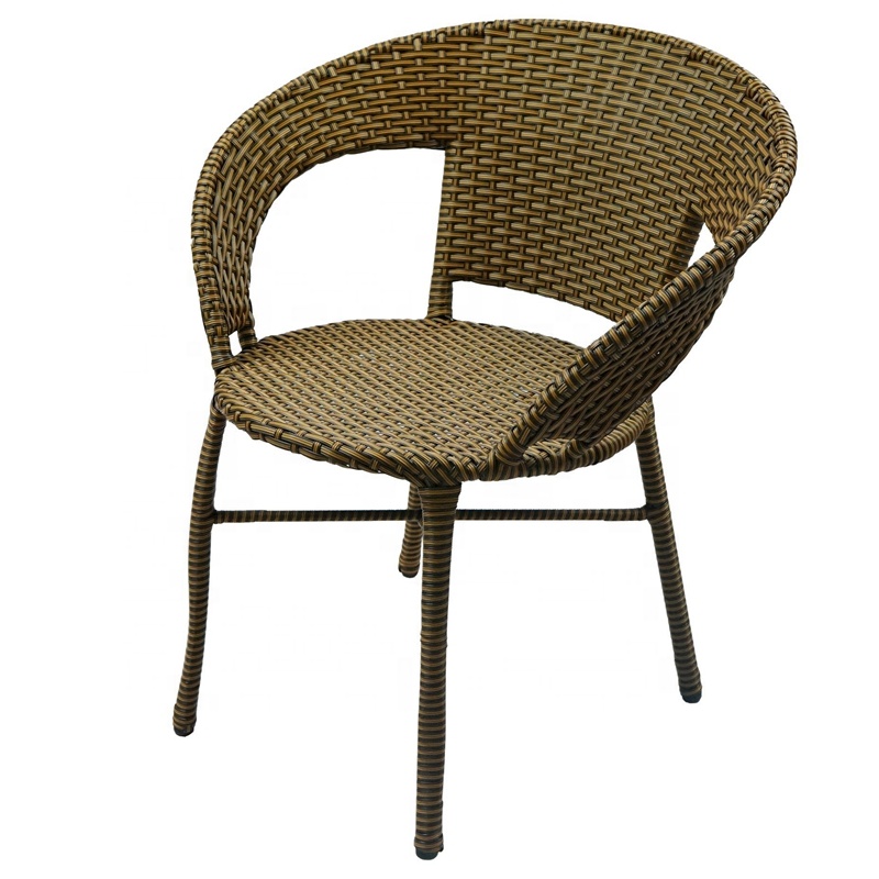 Weatherproof wholesales Furniture Patio dining Chair for All Weather Outdoor use with Hand Woven Brown rattan and Frame