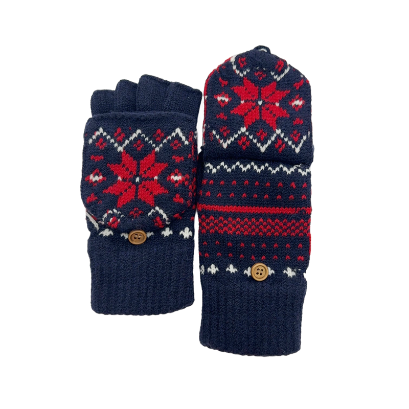 Low Price Children's Knitted Snowflake Half-finger Flip Gloves Leisure Gloves Light Gloves