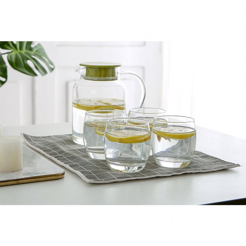 1300ml Hot and Cold Water Jug High Borosilicate Tea Kettle Cup Set Glass Water Pitcher