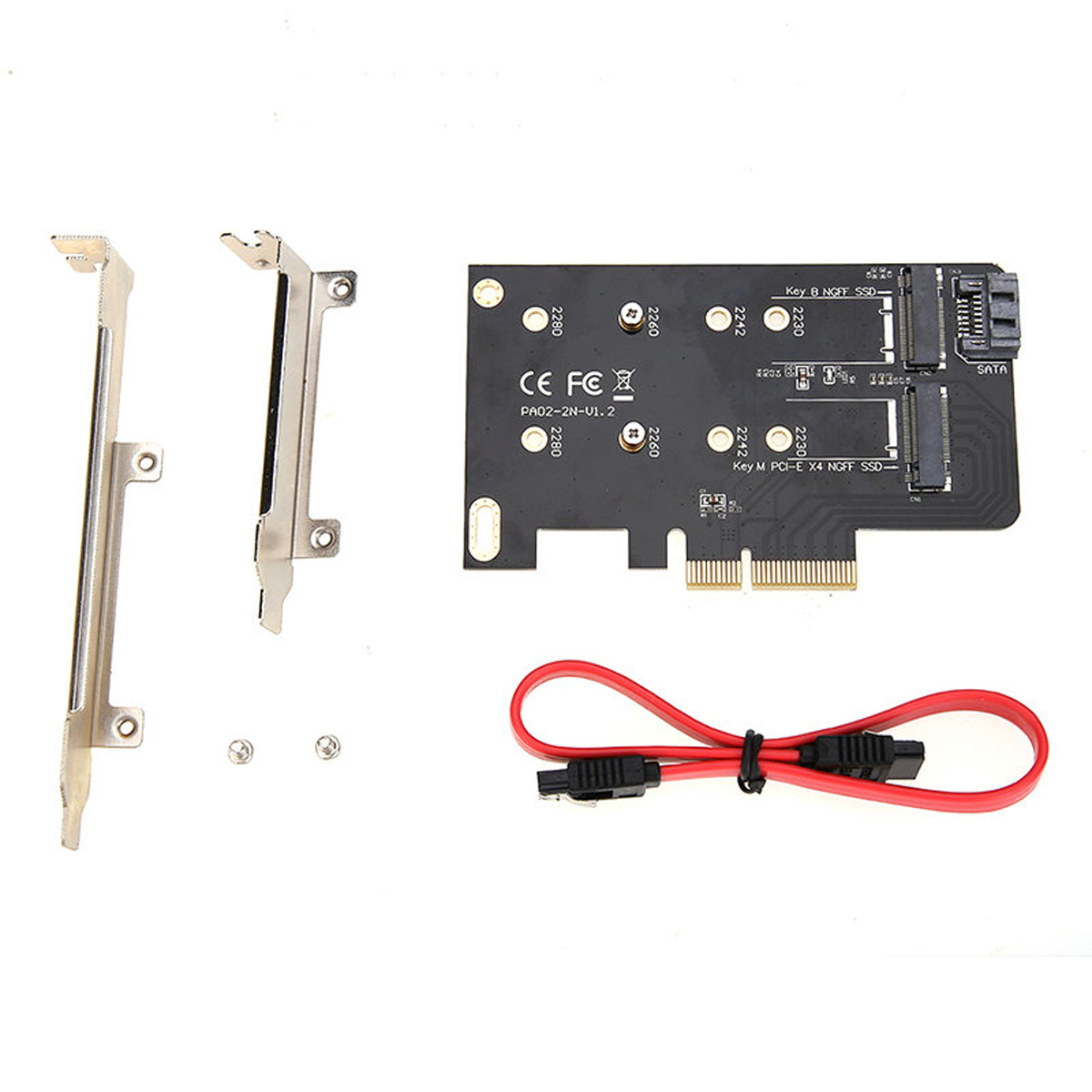 Адаптер SSD 2 bay M.2 B-Key 2280 PCIe, карта преобразователя PCIe 3,0 X4 на M.2 SATA, Адаптер B key PCIE X4 на NGFF, карта преобразователя SSD