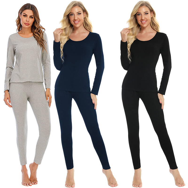 Europe and the United States new autumn and winter body warm underwear set thin round neck bottom slim autumn clothes