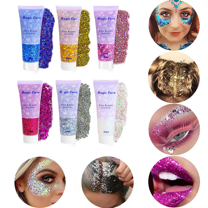 Face Body Glitter Gel Chunky Sequin Eye Lip Hair Nail