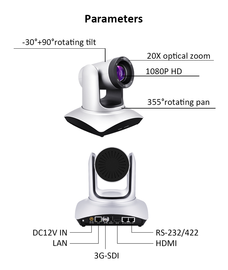KATO 2021 20X opticalk zoom Telemedicine ptzoptics prices of camera video meetings 1080p camara de video conference camara